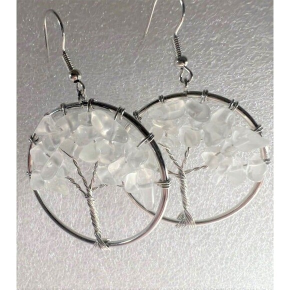 Gemstone Tree of Life Earrings -Multiple Stones Available - Your Choice - Picture 4 of 7
